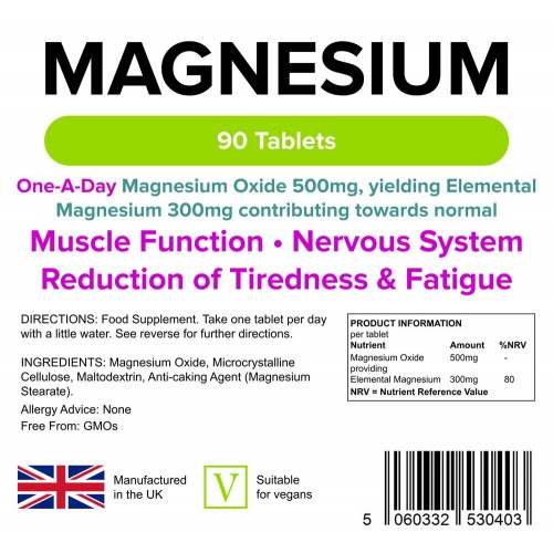 Magneziu, 500 mg MgO, 90 tablete, Lindens