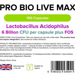 Probiotic Pro Bio Live Max, 6 miliarde de culturi vii organice, 100 tablete, Lindens