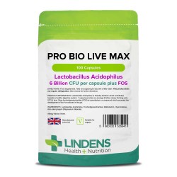 Probiotic Pro Bio Live Max, 6 miliarde de culturi vii organice, 100 tablete, Lindens